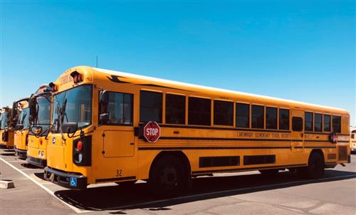 Parked school buses